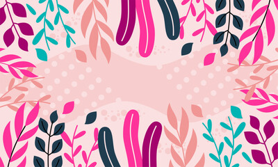 Naklejka premium Flat abstract floral leaves background