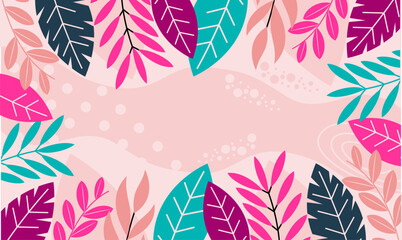 Flat abstract floral leaves background