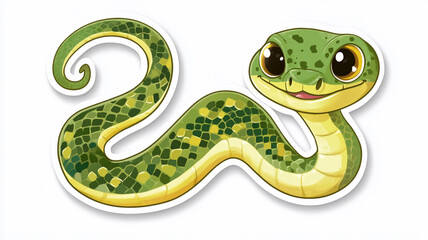 Naklejka premium A happy green slithering snake sticker design
