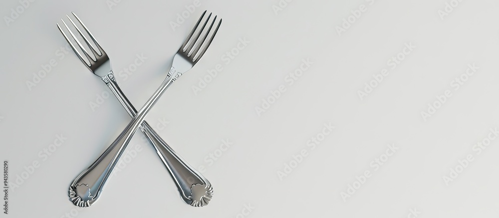 Poster a photo of two crossed forks with copy space image