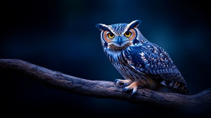 Obraz premium An owl perched on a branch, its feathers blending into ornate paisley patterns in deep, jewel-like hues