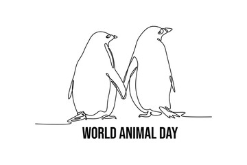 Simple continuous line drawing off animals group. Animals minimalist concept. Single line draw design vector