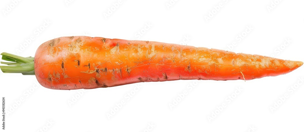 Aufkleber Isolated on white background with clipping path top view of a single orange carrot is featured in a copy space image