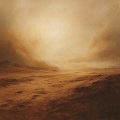 10. Sandstorm sweeping across a barren desert, harsh weather, gritty atmosphere