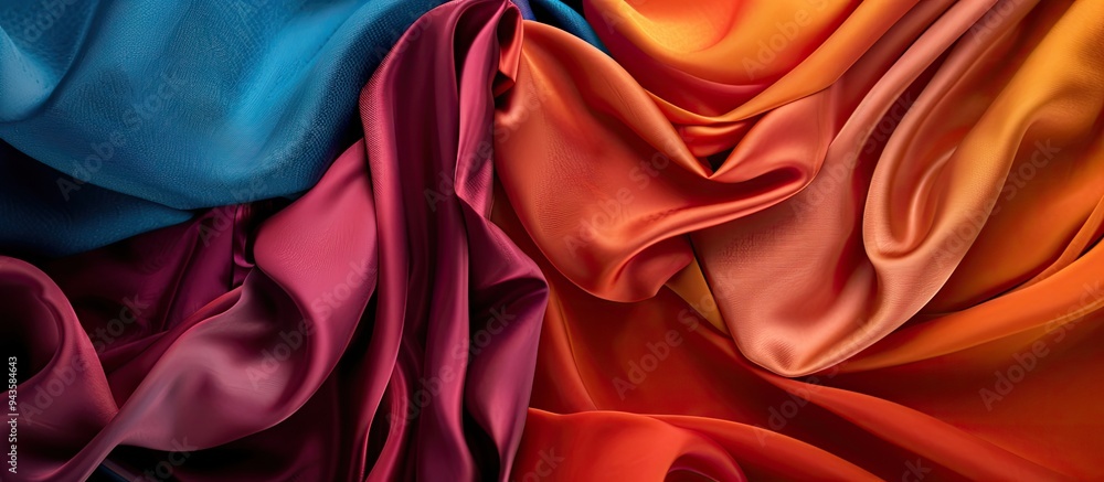 Poster vibrant fabric layers create an appealing pattern in a copy space image