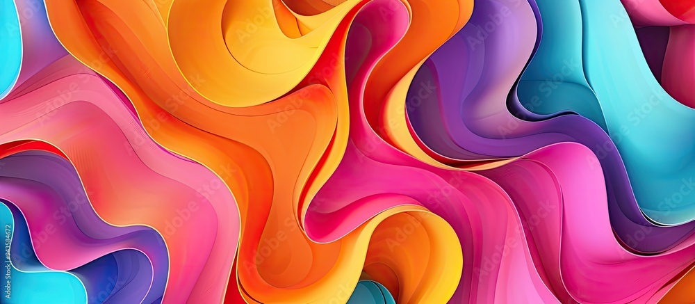 Poster top down view of a colorful paper abstract mockup with ample copy space image available