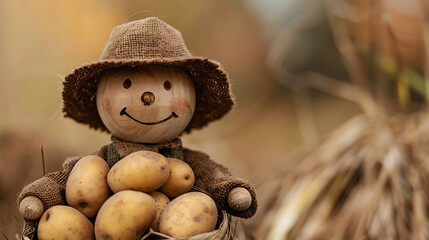 Diorama of Potato Farmer with a Basket of Potatoes