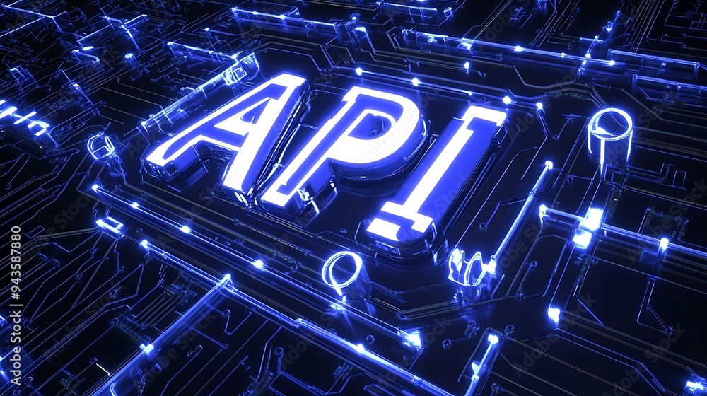 Poster api signage illuminating a complex circuit board design