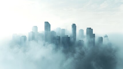 Obraz premium An aerial view of a city skyline blanketed in thick smog symbolizing the pressing environmental issue of urban greenhouse gas pollution and climate change The gloomy