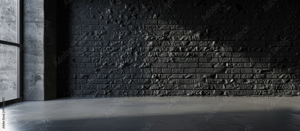 Aufkleber the studio s empty interior with black and gray concrete brick backgrounds features a blank text for