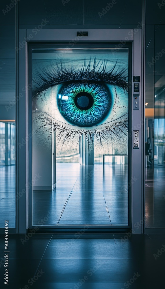 Poster innovative eye print scan access control system for office entrance ai generated concept image