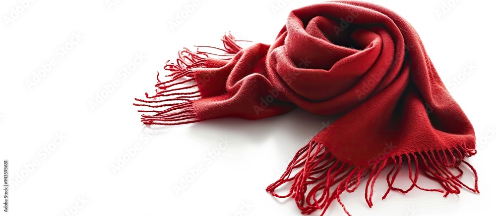 Poster An isolated red scarf against a white background creating a single object with ample copy space for a Christmas themed image