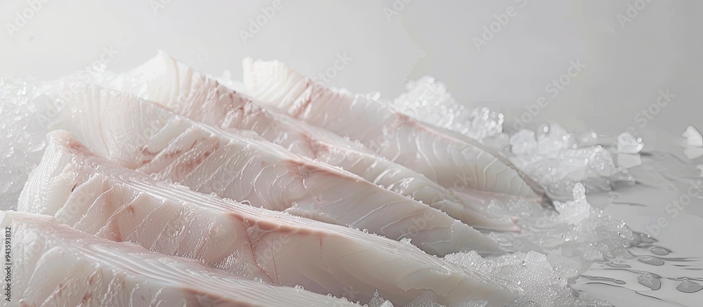 Aufkleber Codfish fillets fresh raw meat of codfish White background copy space image
