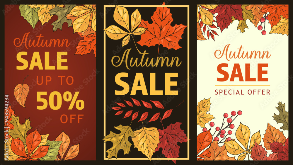 Canvas Prints Autumn sale colorful set banners