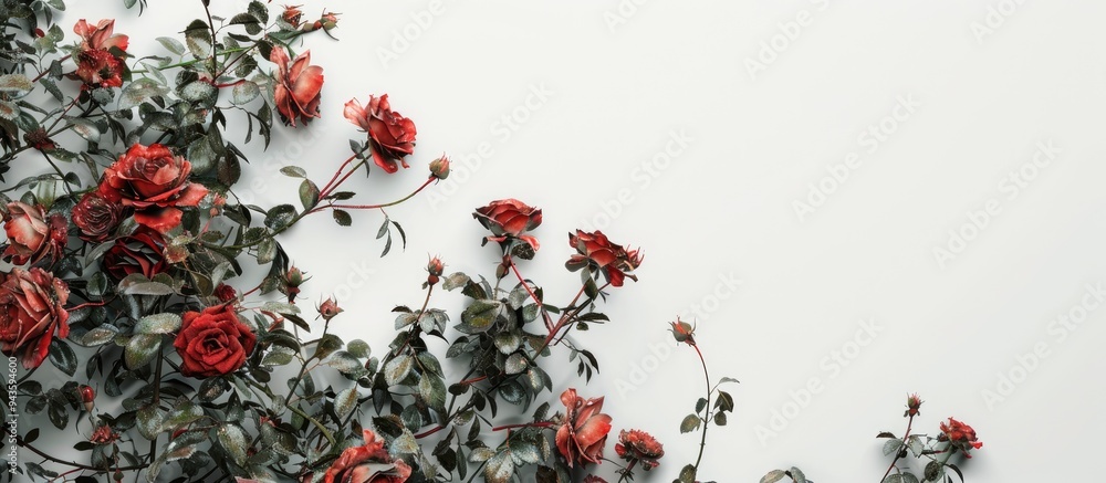 Poster roses withering from pests against a copy space image