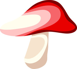 red fly agaric mushroom flat illustration 