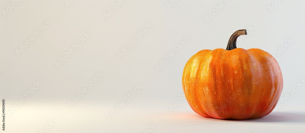 Poster an orange pumpkin with a plain white backdrop creates a captivating copy space image