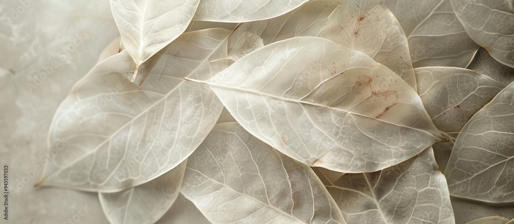 Poster soft focus enhances the natural background s gray and beige leaf texture with ample copy space image