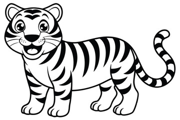 Friendly tiger  silhouette vector illustration M.eps
