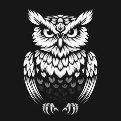 Fototapeta premium Owl vector image ,Art nouveau artistic image of Owl in a round shape