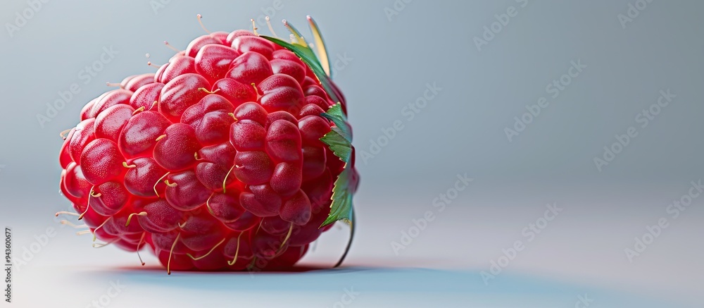 Aufkleber Close up of a ripe red raspberry with copy space image