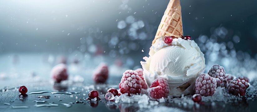 Delectable cold treat presented as a post meal tradition with an appealing visual of a copy space image