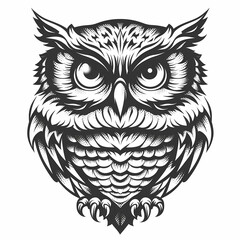 Owl vector image ,Art nouveau artistic image of Owl in a round shape