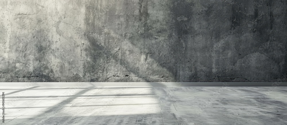 Poster gray studio room with concrete backdrop and a white floor featuring a realistic textured background 