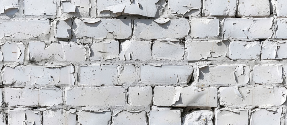 Poster abstract textured white brick wall creating a banner background with copy space image