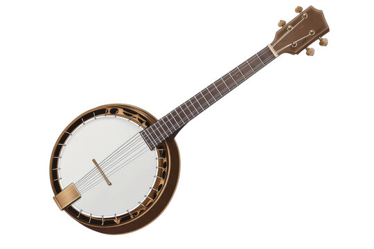 Beautifully crafted banjo with intricate details, perfect for music enthusiasts and art lovers. Isolated on transparent background.