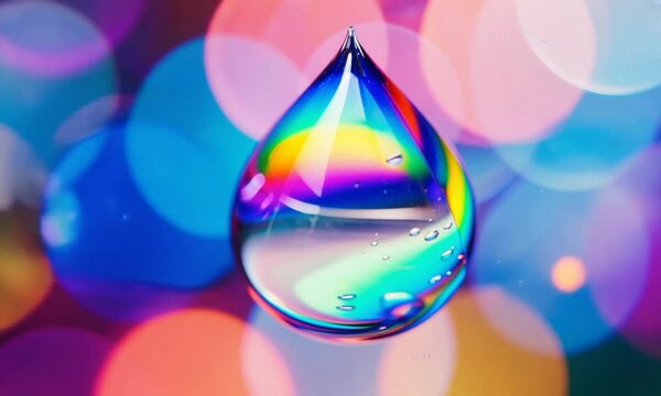 Colorful, iridescent water drop. Generative AI