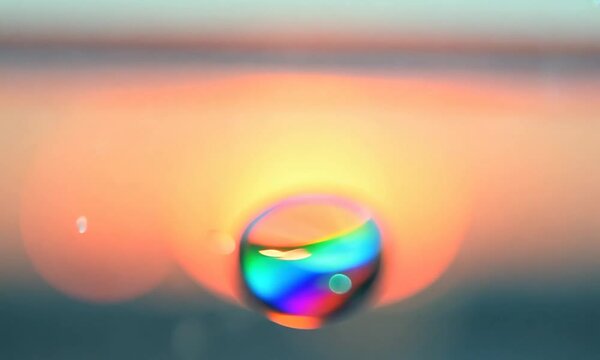 Colorful, iridescent water drop. Generative AI