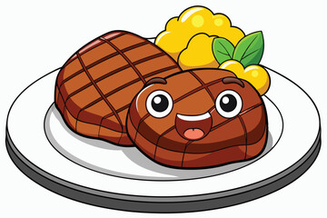 Grilled Steak with a Side of Mashed Potatoes H.eps