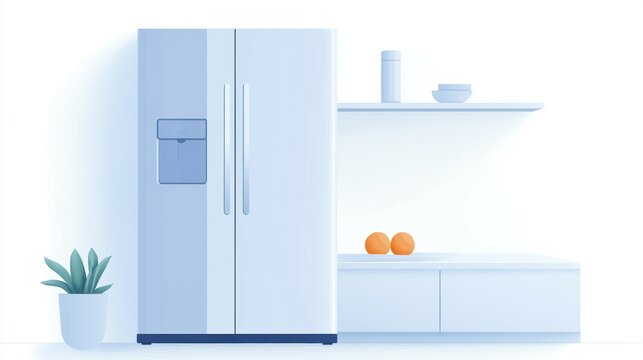 Smart fridge organization flat design top view energy management theme animation colored pastel
