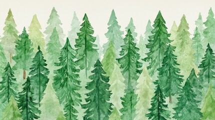 Obraz premium Serene pine forest flat design top view nature scenery theme watercolor Complementary Color Scheme