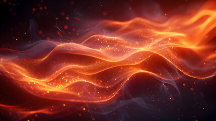Obraz premium Sparkling Waves of Fire: Abstract Background with Glowing Particles and Smoke
