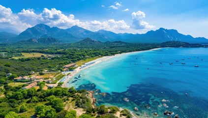 Obraz premium Aerial View of a Pristine Beach with Crystal Clear Water