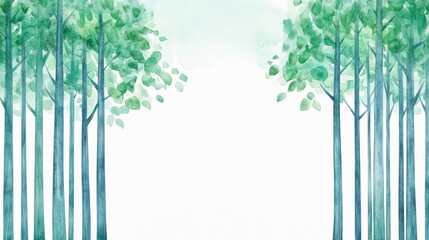 Pine tree grove flat design front view forest retreat theme watercolor vivid