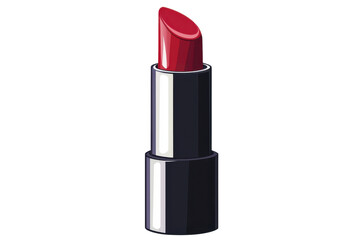 Stylish red lipstick in a sleek tube, perfect for makeup enthusiasts and beauty lovers looking to enhance their look. Isolated on transparent background.