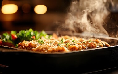 A closeup of a dish of Melitzanes Papoutsakia