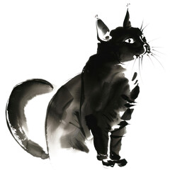 PNG Cat Japanese minimal silhouette kangaroo wallaby.