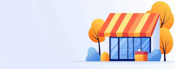 Boutique stores flat design side view fashion retail theme cartoon drawing Triadic Color Scheme