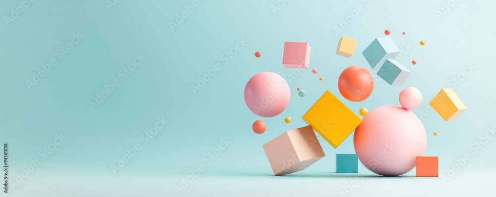 Poster colorful geometric shapes in a playful arrangement create a vibrant and modern visual ideal for crea