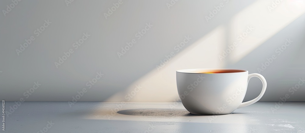 Poster mockup of a white coffee cup with space for copying images