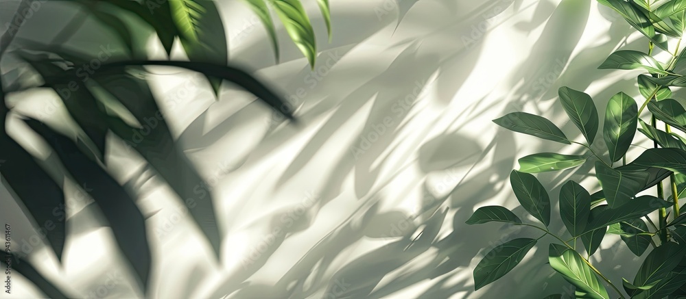 Leinwandbilder Summer image featuring leaf shadows creating a background with copy space image