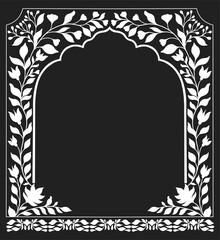 Mughal decorative ornamental floral. Vintage intricate traditional mughal style with flowers and foliage.