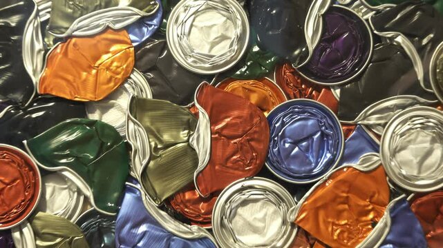 Multiple coffee pods smashed for recycling