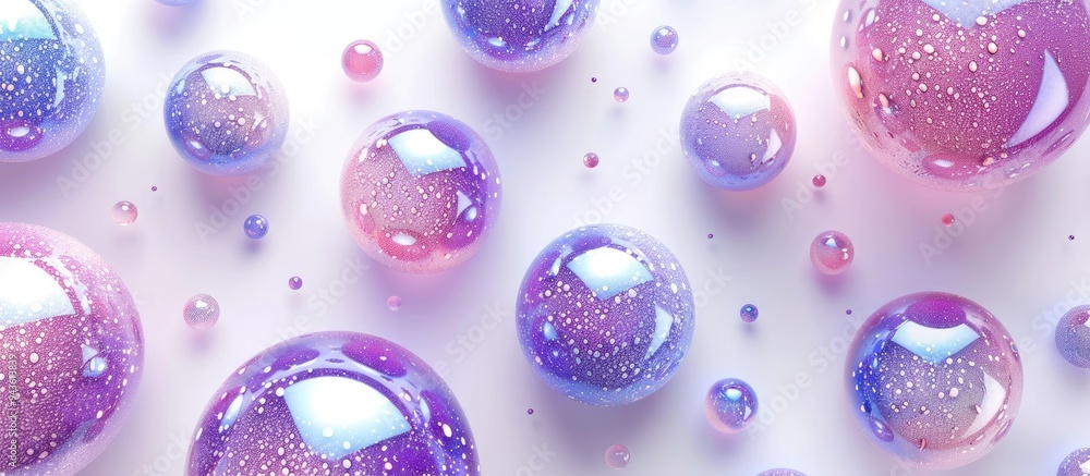 Poster top view of decorative balls on a white surface offering copy space image