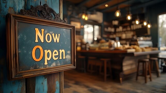 Now Open Sign at Bakery