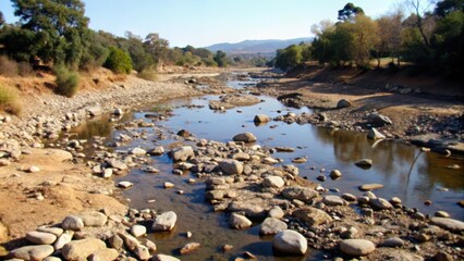 A Stream Flowing Through a Rocky Landscape